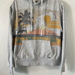 Vintage O'Neill Gray Medium Mountain Volcano Surf Hoodie Y2K Inspired
